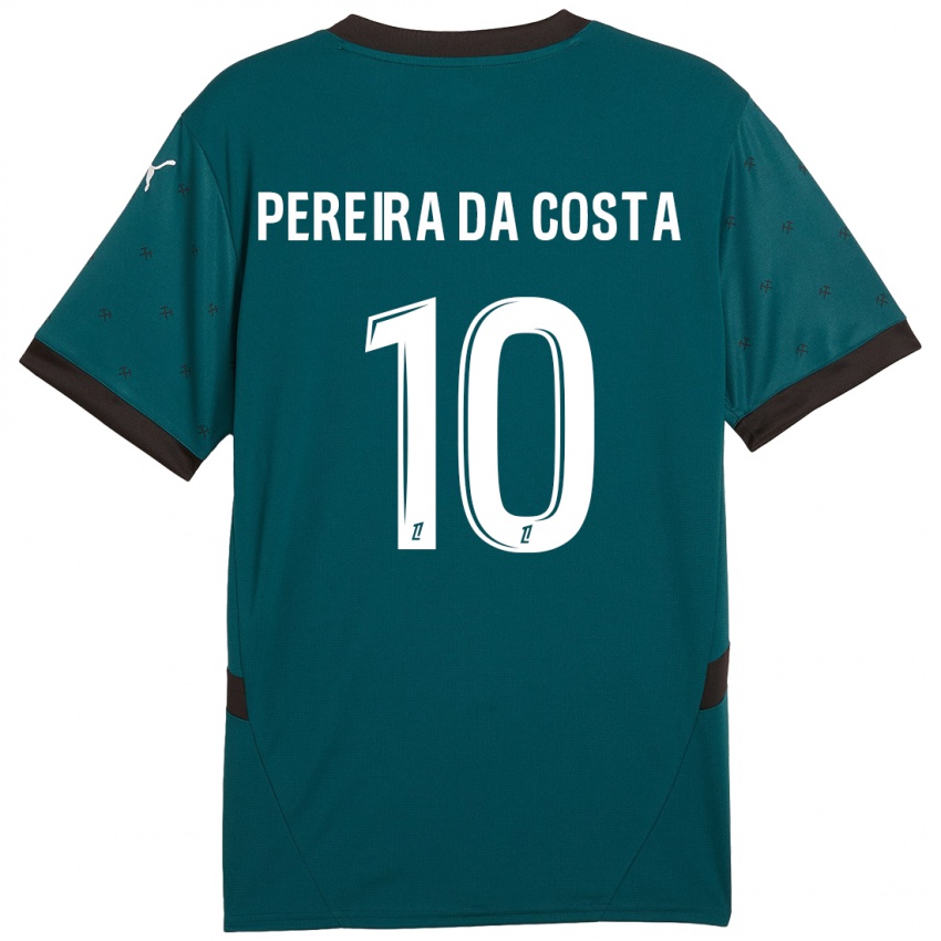 Gyermek David Pereira Da Costa #10 Sötétzöld Idegenbeli Jersey 2024/25 Mez Póló Ing