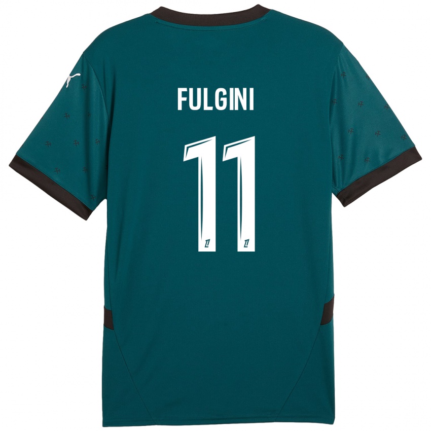 Gyermek Angelo Fulgini #11 Sötétzöld Idegenbeli Jersey 2024/25 Mez Póló Ing