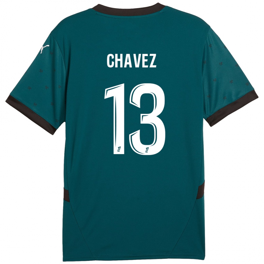 Gyermek Jhoanner Chávez #13 Sötétzöld Idegenbeli Jersey 2024/25 Mez Póló Ing