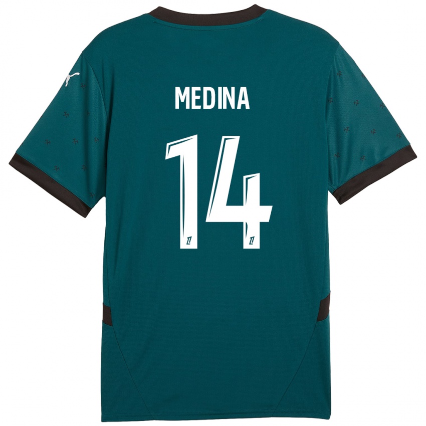 Gyermek Facundo Medina #14 Sötétzöld Idegenbeli Jersey 2024/25 Mez Póló Ing