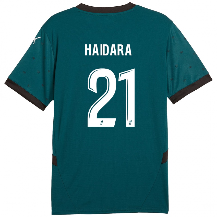 Gyermek Massadio Haidara #21 Sötétzöld Idegenbeli Jersey 2024/25 Mez Póló Ing