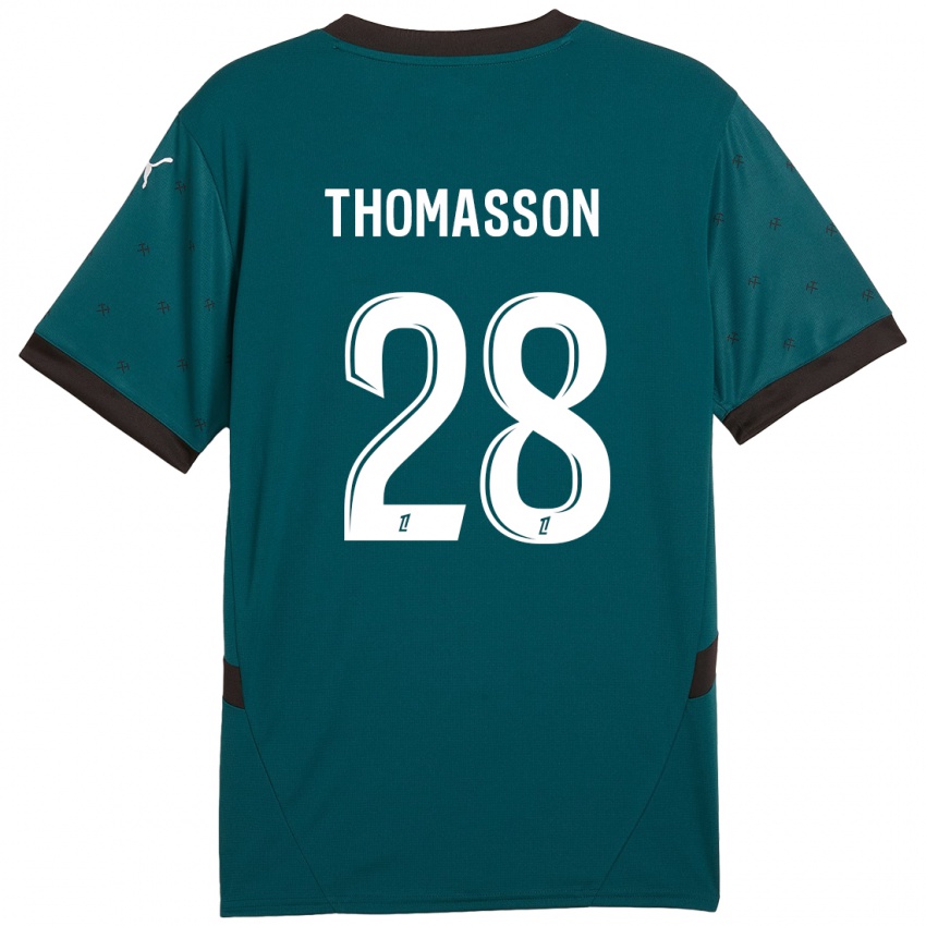 Gyermek Adrien Thomasson #28 Sötétzöld Idegenbeli Jersey 2024/25 Mez Póló Ing