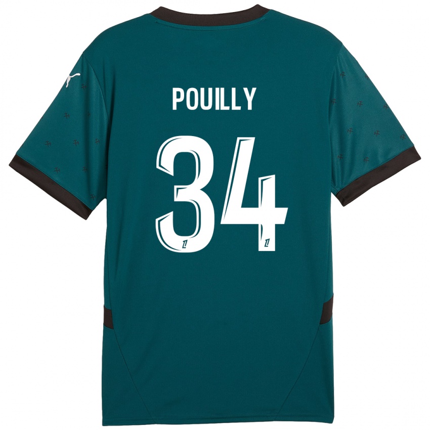 Gyermek Tom Pouilly #34 Sötétzöld Idegenbeli Jersey 2024/25 Mez Póló Ing