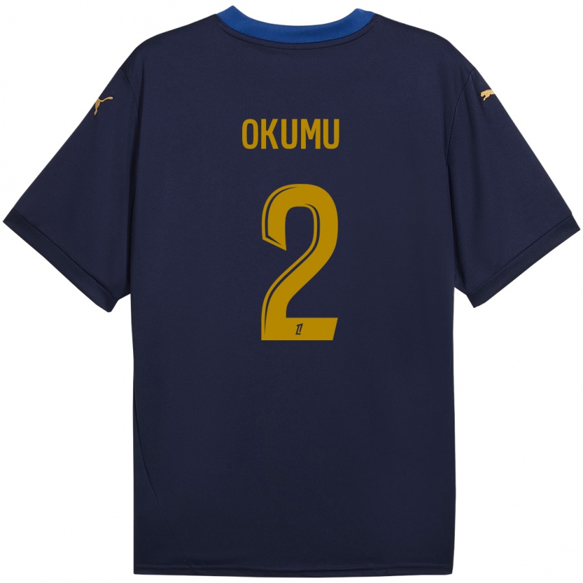 Gyermek Joseph Okumu #2 Sötétkék Arany Idegenbeli Jersey 2024/25 Mez Póló Ing