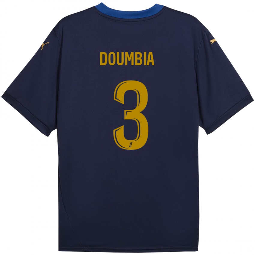 Gyermek Kamory Doumbia #3 Sötétkék Arany Idegenbeli Jersey 2024/25 Mez Póló Ing