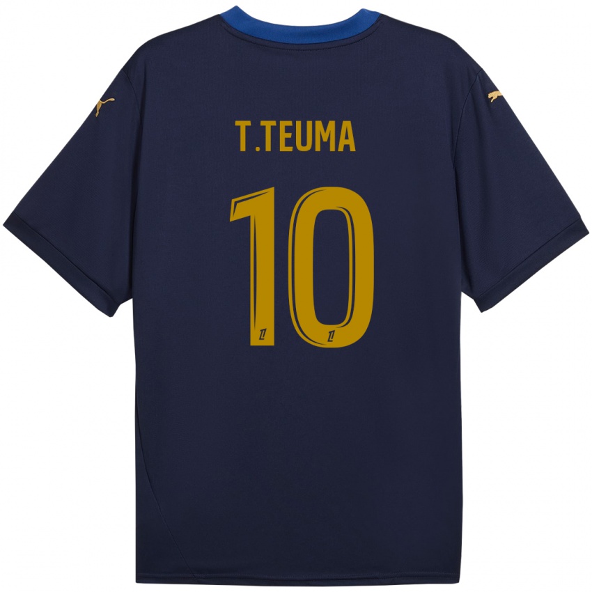 Gyermek Teddy Teuma #10 Sötétkék Arany Idegenbeli Jersey 2024/25 Mez Póló Ing