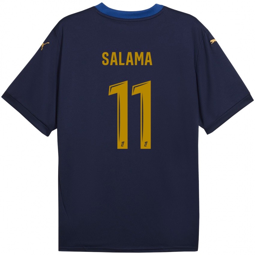 Gyermek Amine Salama #11 Sötétkék Arany Idegenbeli Jersey 2024/25 Mez Póló Ing