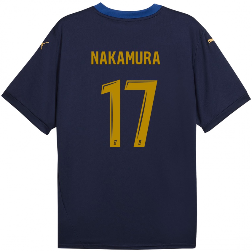 Gyermek Keito Nakamura #17 Sötétkék Arany Idegenbeli Jersey 2024/25 Mez Póló Ing