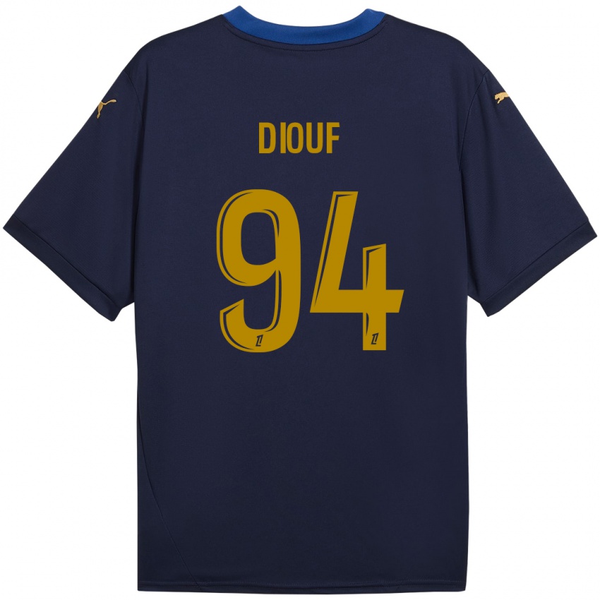 Gyermek Yehvann Diouf #94 Sötétkék Arany Idegenbeli Jersey 2024/25 Mez Póló Ing