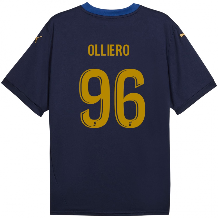 Gyermek Alexandre Olliero #96 Sötétkék Arany Idegenbeli Jersey 2024/25 Mez Póló Ing