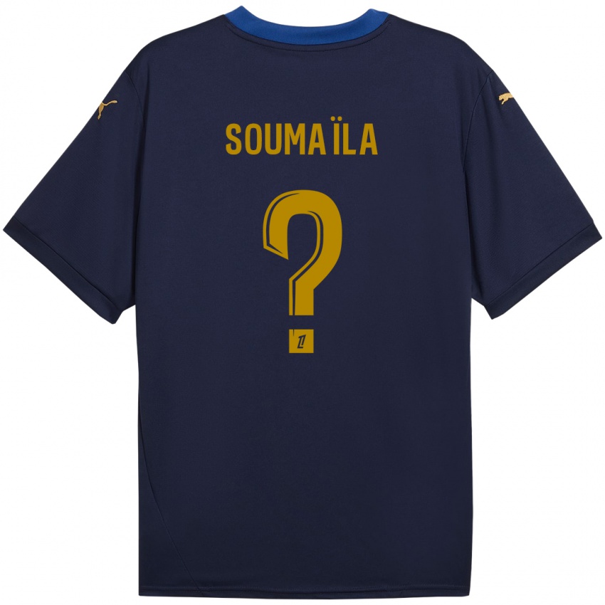 Gyermek Soumaïla Sylla #0 Sötétkék Arany Idegenbeli Jersey 2024/25 Mez Póló Ing