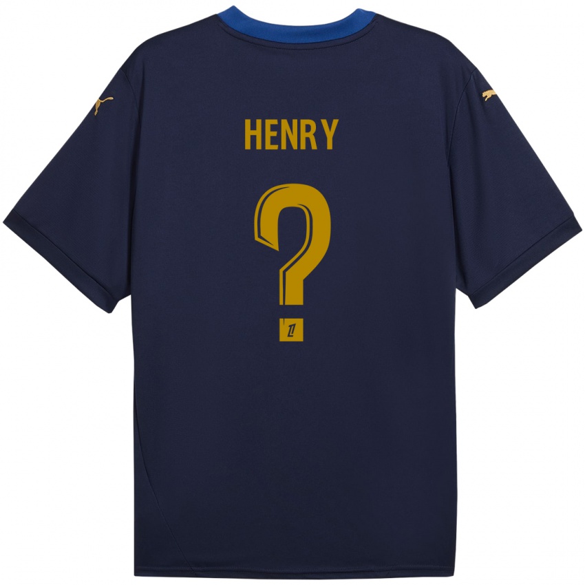 Gyermek Kobi Henry #0 Sötétkék Arany Idegenbeli Jersey 2024/25 Mez Póló Ing