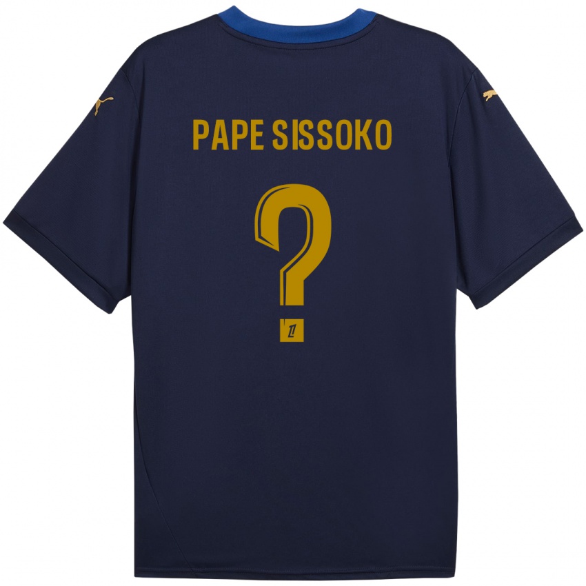 Gyermek Niama Pape Sissoko #0 Sötétkék Arany Idegenbeli Jersey 2024/25 Mez Póló Ing