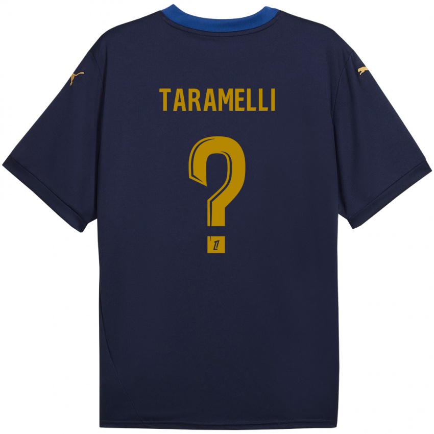 Gyermek Valentin Taramelli #0 Sötétkék Arany Idegenbeli Jersey 2024/25 Mez Póló Ing