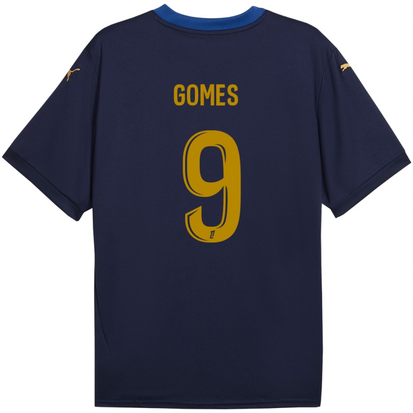 Gyermek Mélissa Gomes #9 Sötétkék Arany Idegenbeli Jersey 2024/25 Mez Póló Ing