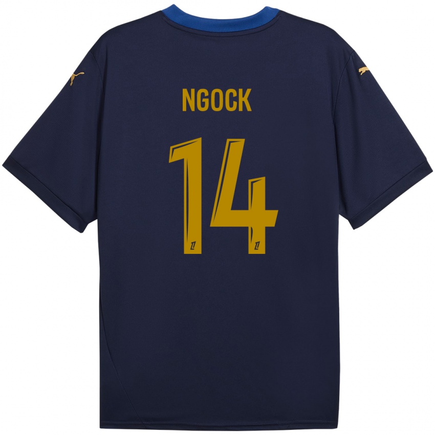 Gyermek Monique Ngock #14 Sötétkék Arany Idegenbeli Jersey 2024/25 Mez Póló Ing