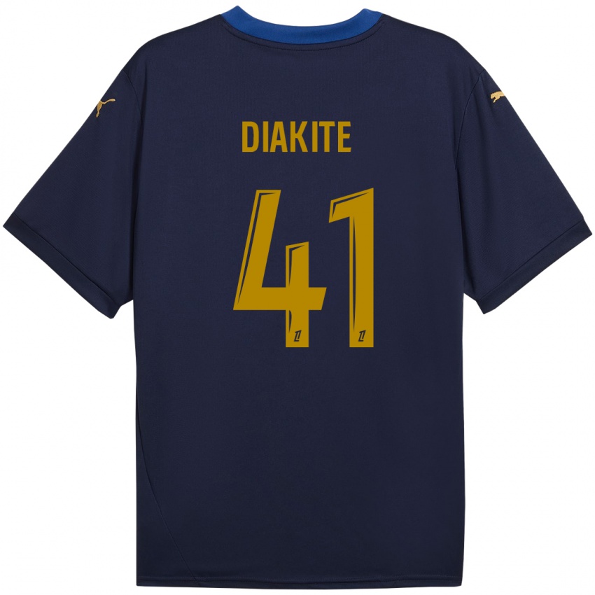 Gyermek Ibrahim Diakité #41 Sötétkék Arany Idegenbeli Jersey 2024/25 Mez Póló Ing