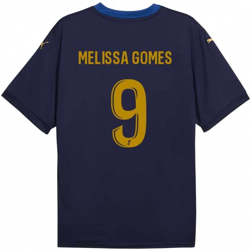 Gyermek Melissa Ferreira Gomes #9 Sötétkék Arany Idegenbeli Jersey 2024/25 Mez Póló Ing