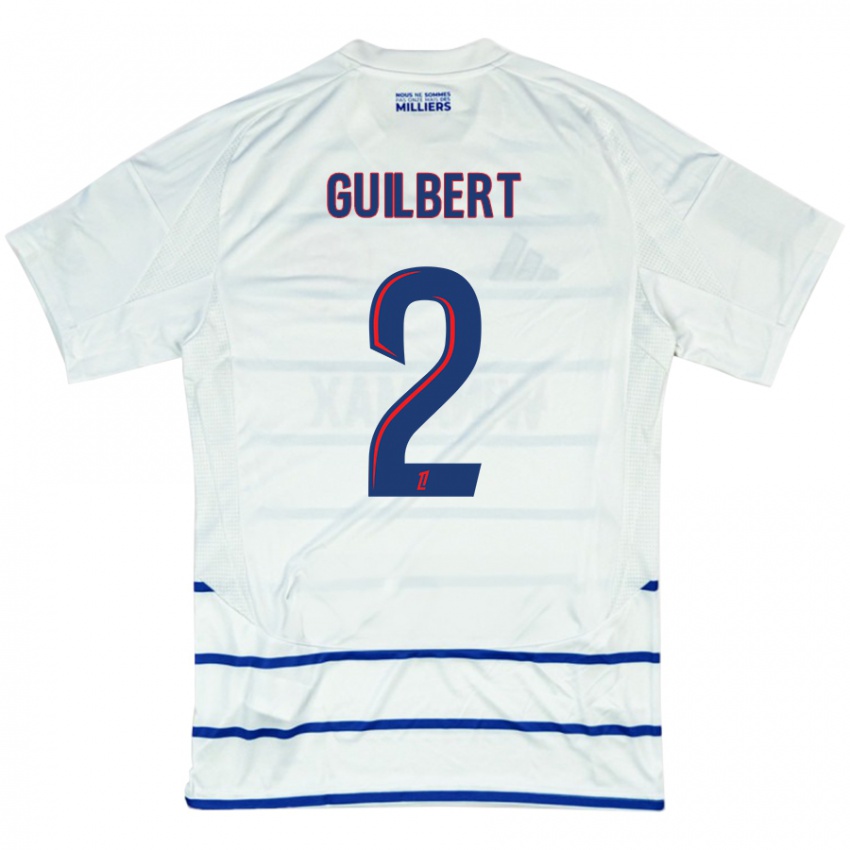 Gyermek Frédéric Guilbert #2 Fehér Kék Idegenbeli Jersey 2024/25 Mez Póló Ing