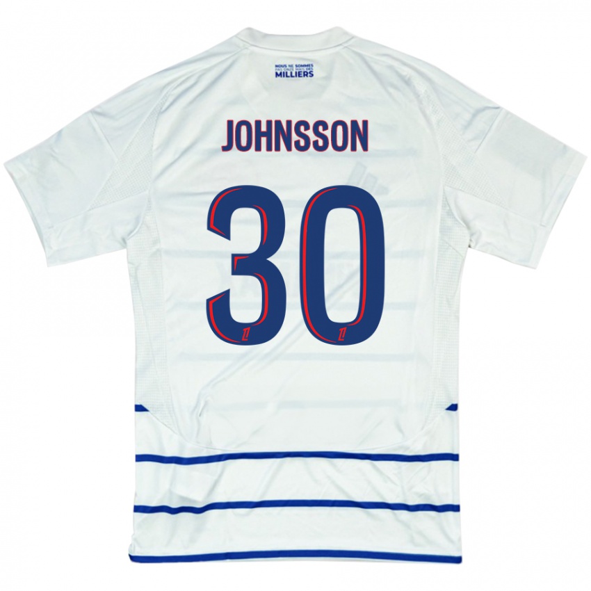 Gyermek Karl-Johan Johnsson #30 Fehér Kék Idegenbeli Jersey 2024/25 Mez Póló Ing