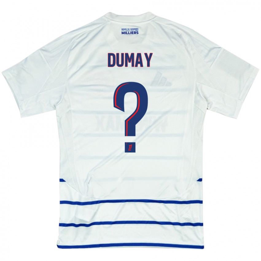 Gyermek Yoann Dumay #0 Fehér Kék Idegenbeli Jersey 2024/25 Mez Póló Ing