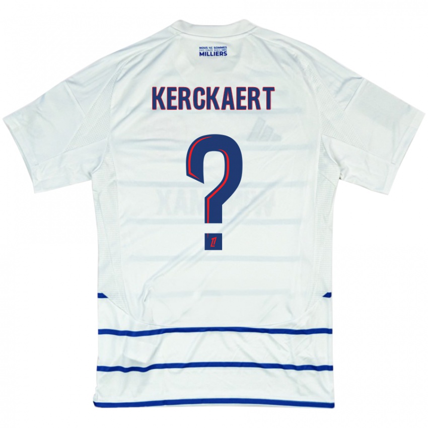 Gyermek Gabriel Kerckaert #0 Fehér Kék Idegenbeli Jersey 2024/25 Mez Póló Ing