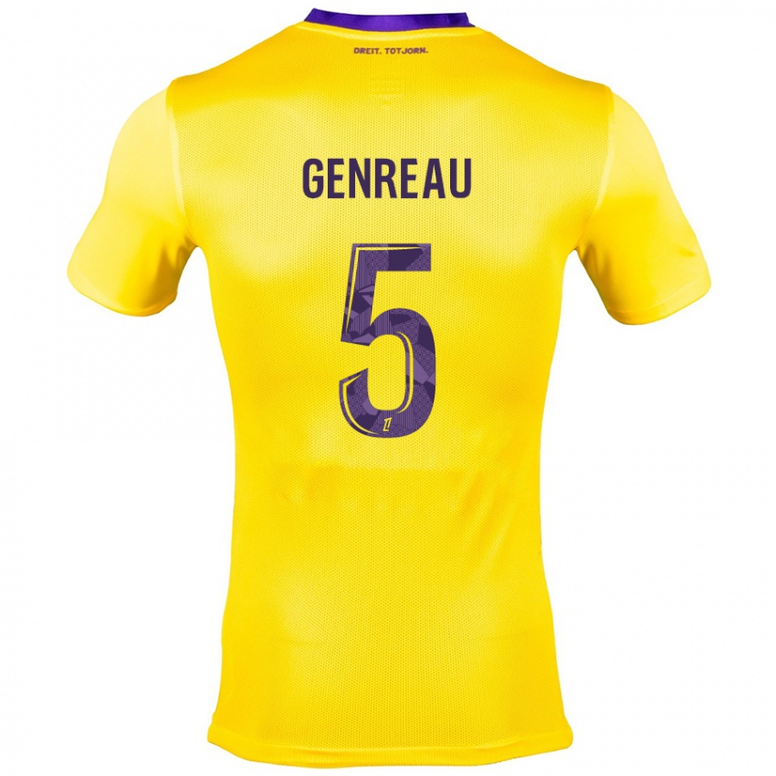 Gyermek Denis Genreau #5 Sárga Lila Idegenbeli Jersey 2024/25 Mez Póló Ing