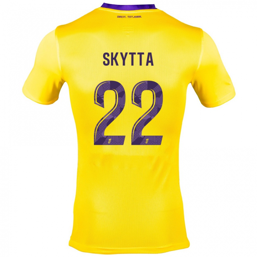 Gyermek Naatan Skyttä #22 Sárga Lila Idegenbeli Jersey 2024/25 Mez Póló Ing