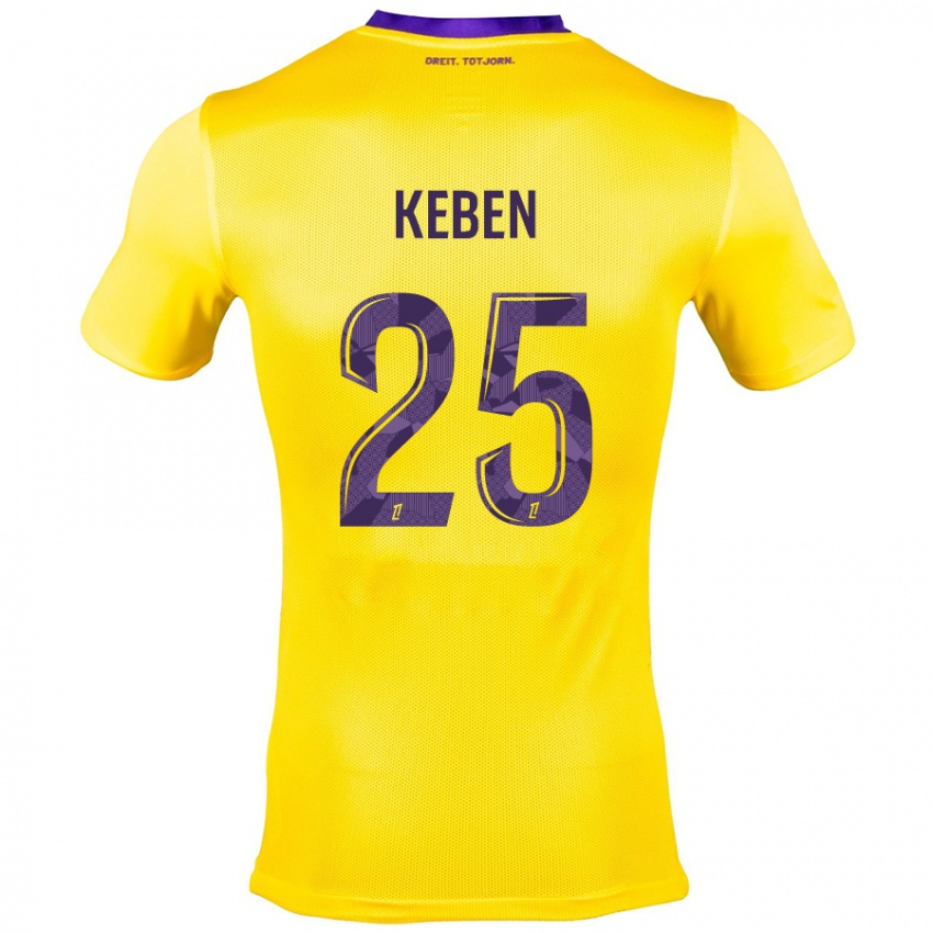 Gyermek Kévin Keben #25 Sárga Lila Idegenbeli Jersey 2024/25 Mez Póló Ing