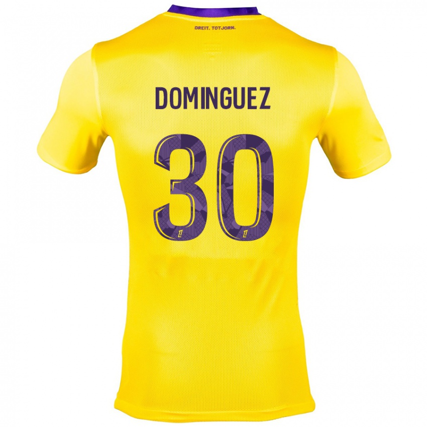 Gyermek Álex Domínguez #30 Sárga Lila Idegenbeli Jersey 2024/25 Mez Póló Ing