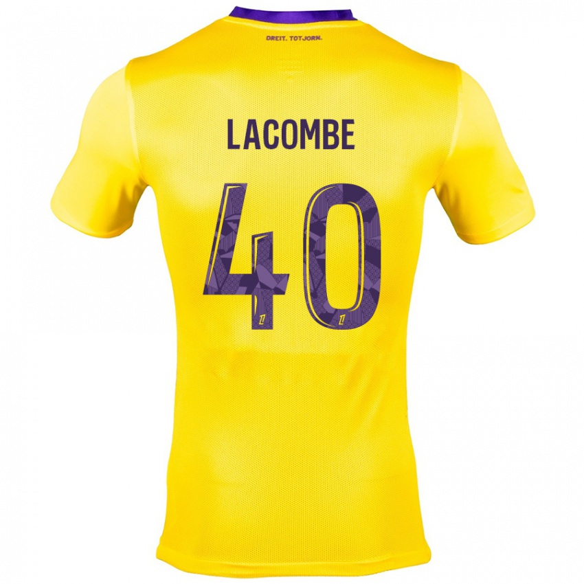 Gyermek Justin Lacombe #40 Sárga Lila Idegenbeli Jersey 2024/25 Mez Póló Ing