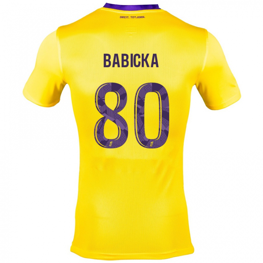 Gyermek Shavy Babicka #80 Sárga Lila Idegenbeli Jersey 2024/25 Mez Póló Ing