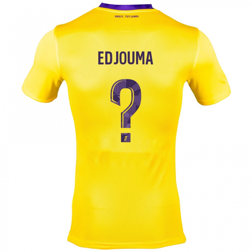 Gyermek Noah Edjouma #0 Sárga Lila Idegenbeli Jersey 2024/25 Mez Póló Ing