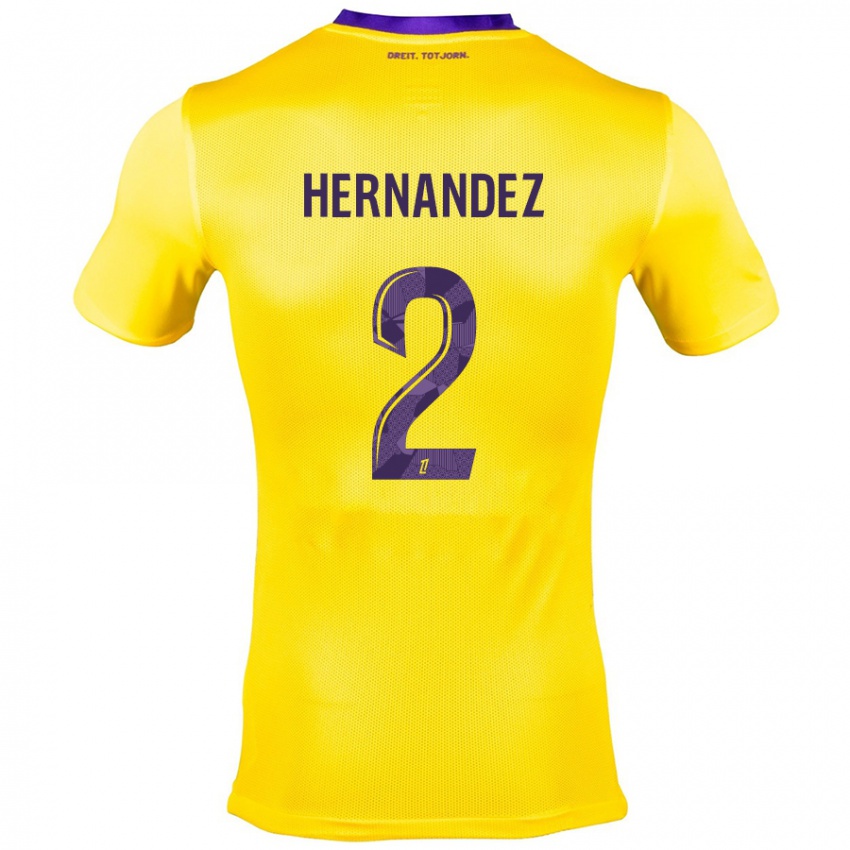 Gyermek Lucie Hernandez #2 Sárga Lila Idegenbeli Jersey 2024/25 Mez Póló Ing