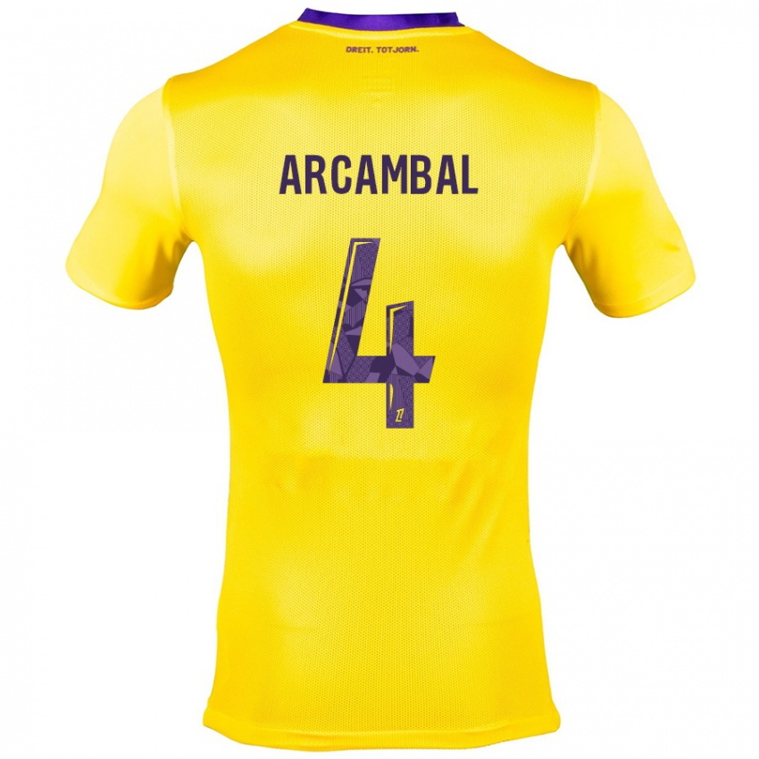 Gyermek Anais Arcambal #4 Sárga Lila Idegenbeli Jersey 2024/25 Mez Póló Ing