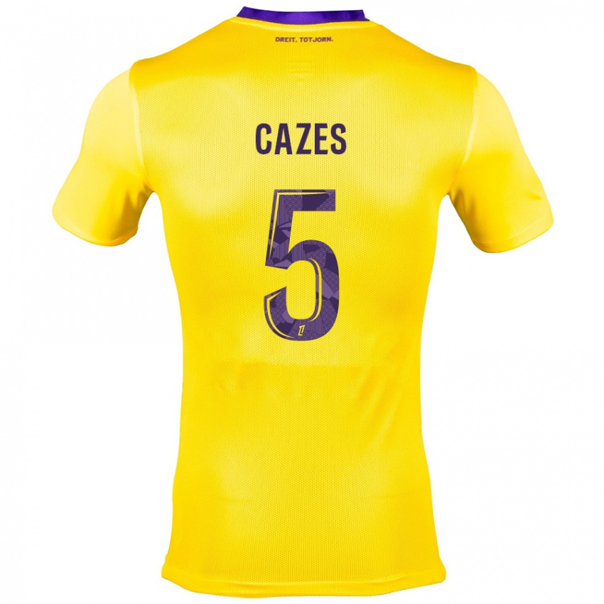 Gyermek Manon Cazes #5 Sárga Lila Idegenbeli Jersey 2024/25 Mez Póló Ing