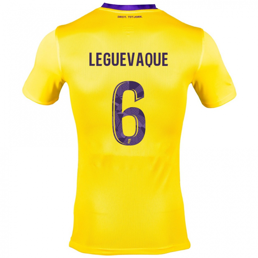 Gyermek Laurie Leguevaque #6 Sárga Lila Idegenbeli Jersey 2024/25 Mez Póló Ing