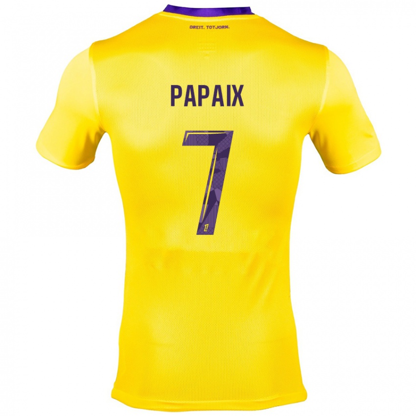 Gyermek Marie Papaix #7 Sárga Lila Idegenbeli Jersey 2024/25 Mez Póló Ing