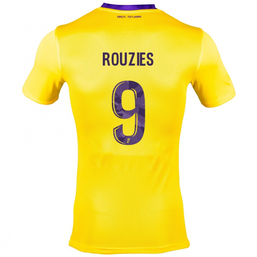 Gyermek Manon Rouzies #9 Sárga Lila Idegenbeli Jersey 2024/25 Mez Póló Ing