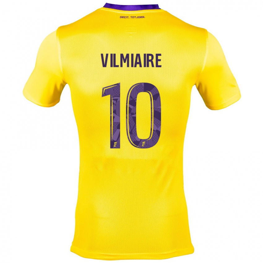 Gyermek Kelly Vilmiaire #10 Sárga Lila Idegenbeli Jersey 2024/25 Mez Póló Ing