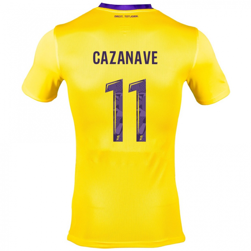 Gyermek Julie Cazanave #11 Sárga Lila Idegenbeli Jersey 2024/25 Mez Póló Ing