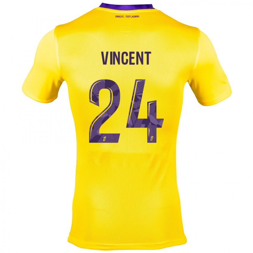 Gyermek Magalie Vincent #24 Sárga Lila Idegenbeli Jersey 2024/25 Mez Póló Ing