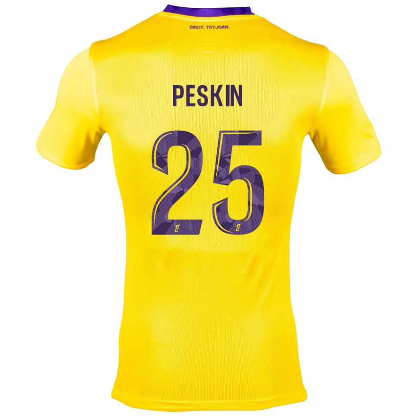 Gyermek Kelso Peskin #25 Sárga Lila Idegenbeli Jersey 2024/25 Mez Póló Ing