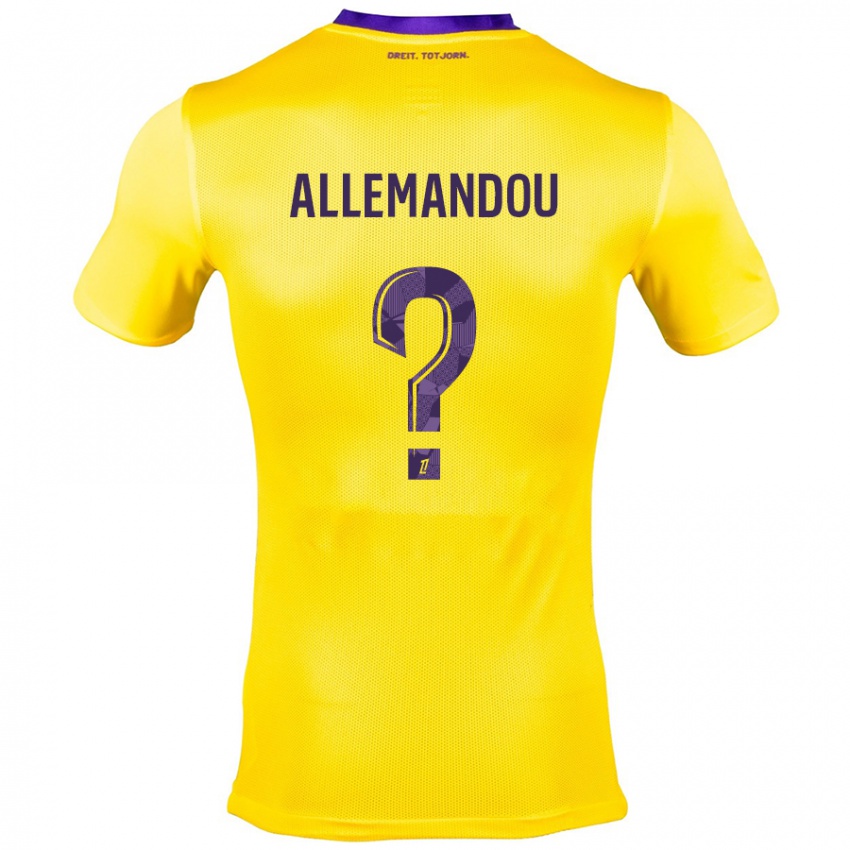 Gyermek Teddy Allemandou #0 Sárga Lila Idegenbeli Jersey 2024/25 Mez Póló Ing