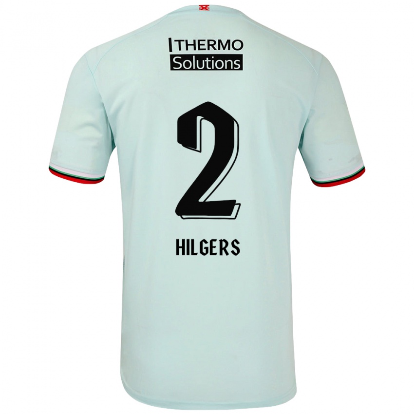 Gyermek Mees Hilgers #2 Világoszöld Idegenbeli Jersey 2024/25 Mez Póló Ing