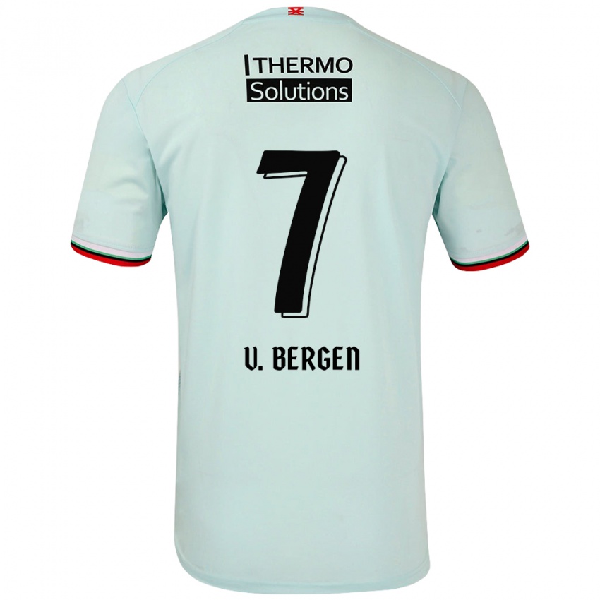 Gyermek Mitchell Van Bergen #7 Világoszöld Idegenbeli Jersey 2024/25 Mez Póló Ing