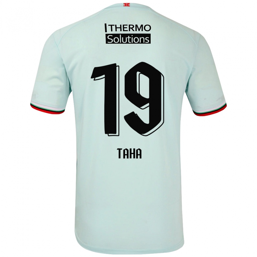 Gyermek Younes Taha #19 Világoszöld Idegenbeli Jersey 2024/25 Mez Póló Ing