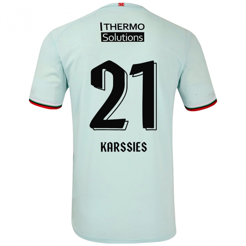 Gyermek Sam Karssies #21 Világoszöld Idegenbeli Jersey 2024/25 Mez Póló Ing