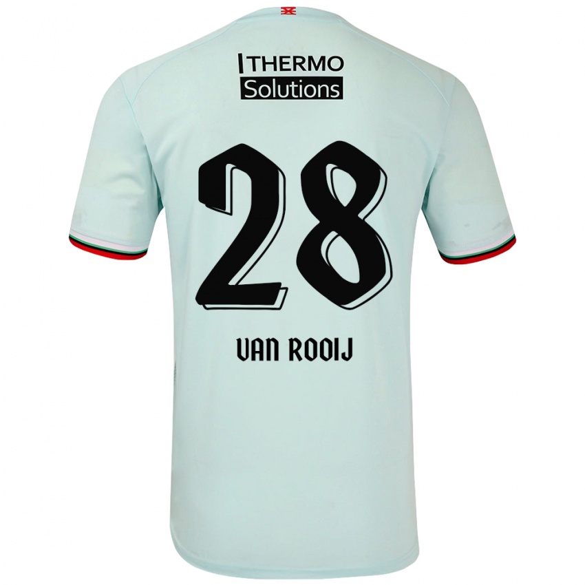 Gyermek Bart Van Rooij #28 Világoszöld Idegenbeli Jersey 2024/25 Mez Póló Ing