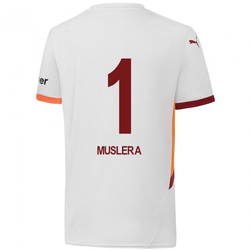 Gyermek Fernando Muslera #1 Fehér Sárga Piros Idegenbeli Jersey 2024/25 Mez Póló Ing